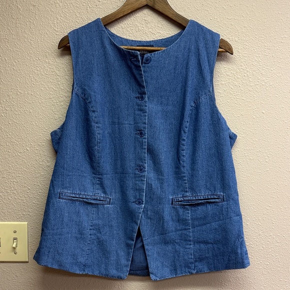 Lands' End Blue Denim vest - Picture 1 of 4